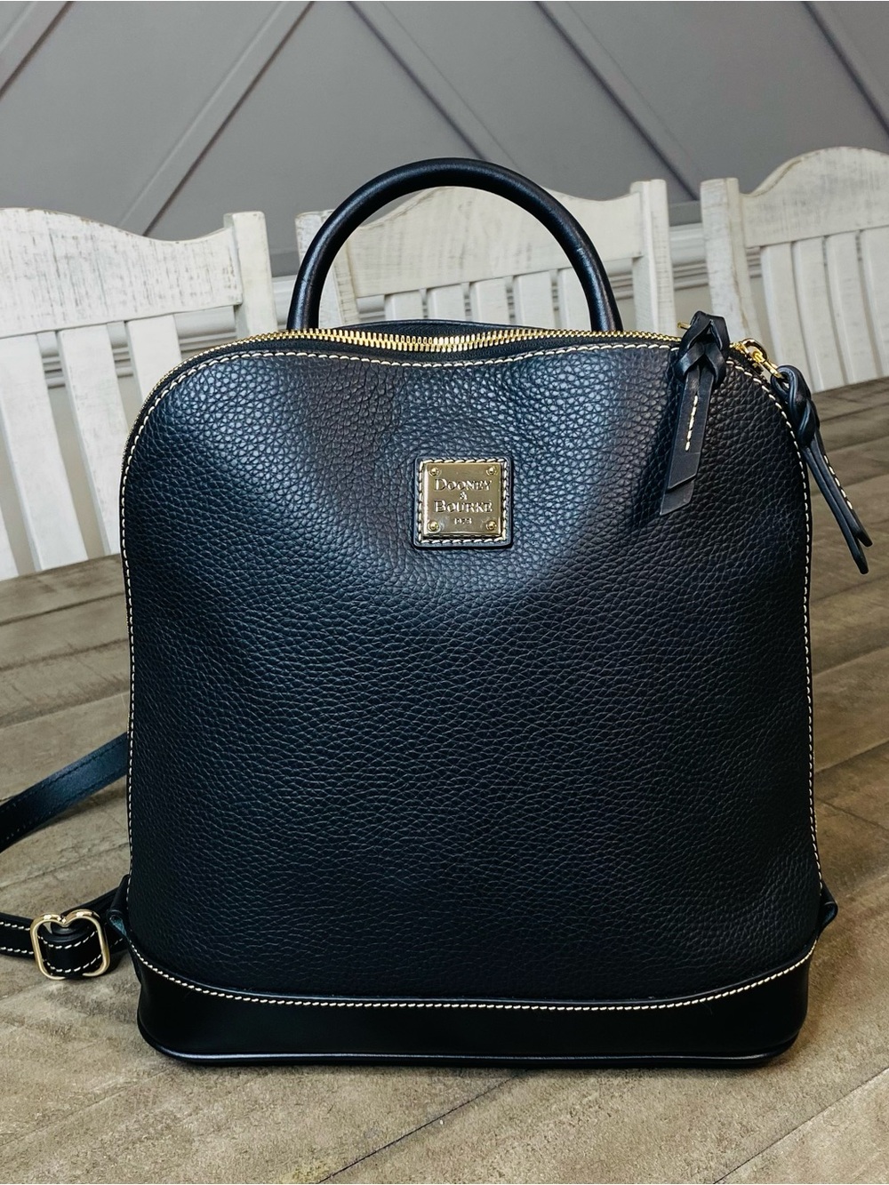 Dooney & Bourke Pebble Grain Zip Pod Backpack Black Leather Handbag NWOT